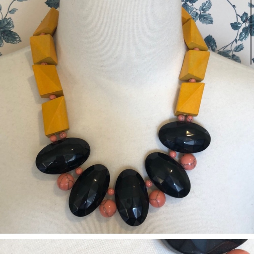 Anthropologie statement necklace yellow pink